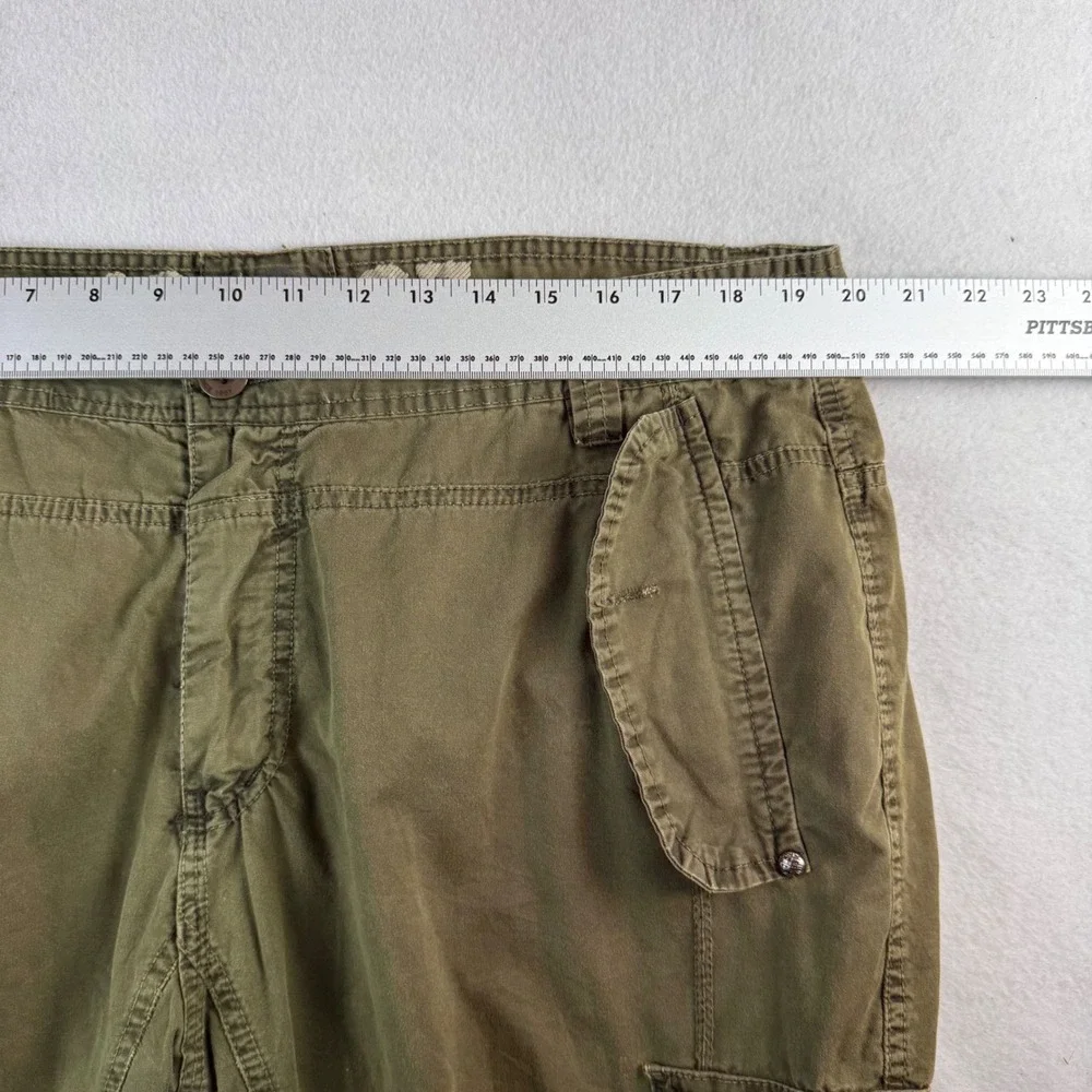 FUSAI Men's Olive Green Cotton Cargo Shorts Size 38 Relaxed Fit Drawstring Hem